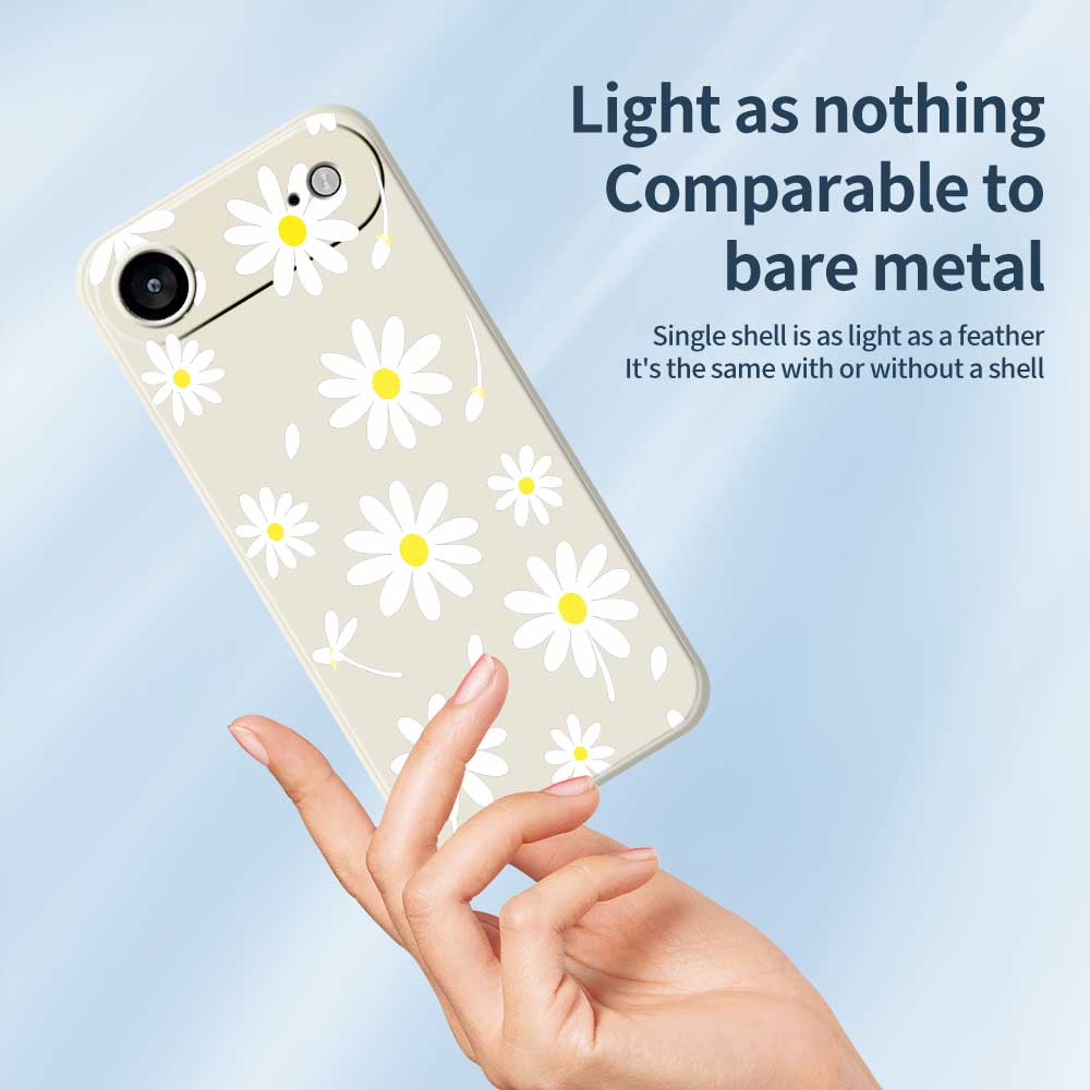 For iPhone 17 Air Case White Daisy Pattern Printing Straight Edge TPU Phone Back Cover