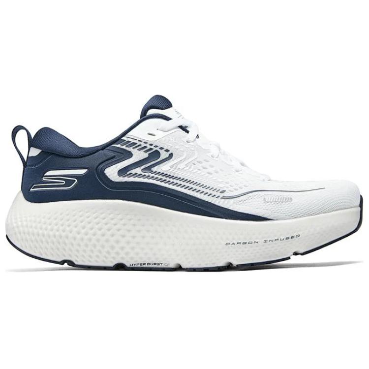 Skechers Go Run Max Road 6 Lightweight Comfortable Durable Low Top Training Running Shoes Men Sneaker White Blue 246078-WNV