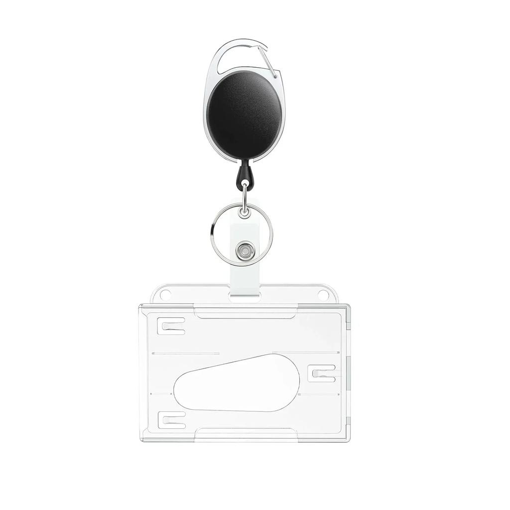 Transparent Cards Slots ID Tag Badge Holder with Badge Reel Cards Storage Organizer Employee Pass Work Card Case Sleeve