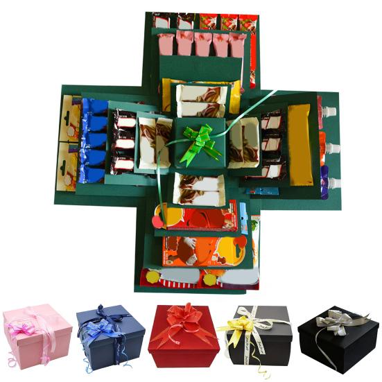 1 Set Exploding Gift Box 5 Layer Christmas Money Box Paper Reusable Holiday Gift Boxes for Holding Snacks Sweets Cash Birthday Wedding Xmas Party