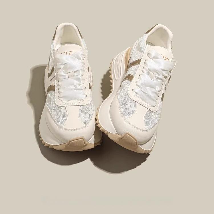 Lace breathable mesh silver Forrest Gump shoes women's summer new soft leather thick sole heightening dad shoes mesh casual shoes