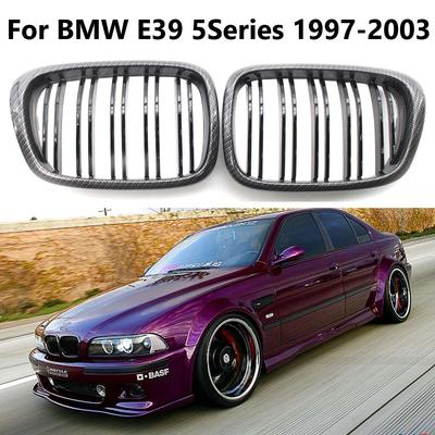 2PCS Front Center Matte Black Wide Kidney Hood Grille Grill For BMW E39 525 528 530 535 M5 1997 1998 1999 2000 2001 2002