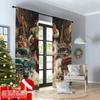 2pcs 2D flat printing Christmas Scene Curtain Santa Claus Car Durable 100% Polyester Fabric Without Electricity Family Party