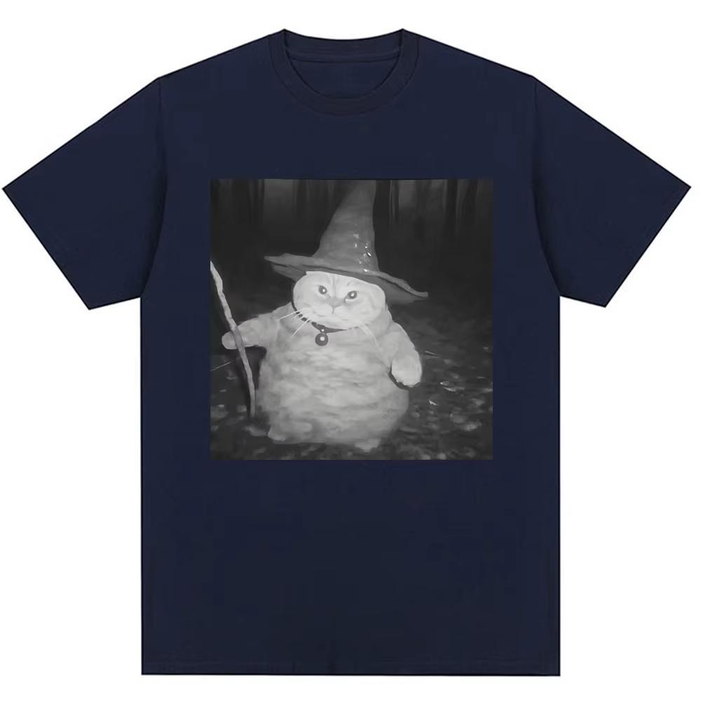 Fat Wizard Cat Funny Meme Graphic T Shirts Trend Humor Joke Novelty Men Women Short Sleeve Oversized Cotton Vintage Male T-shirt