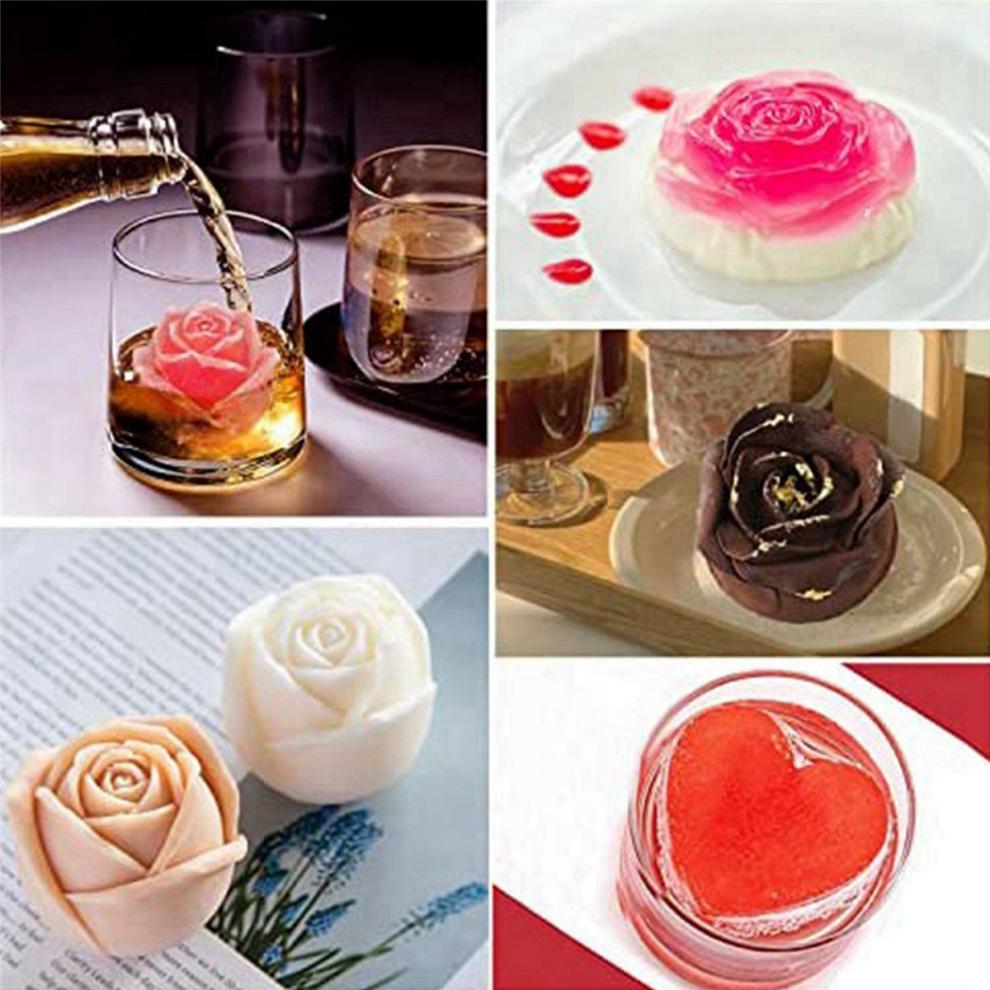 Roses Ice-Cube Mold, Heart Shape Tray, Silicone Ice Mold