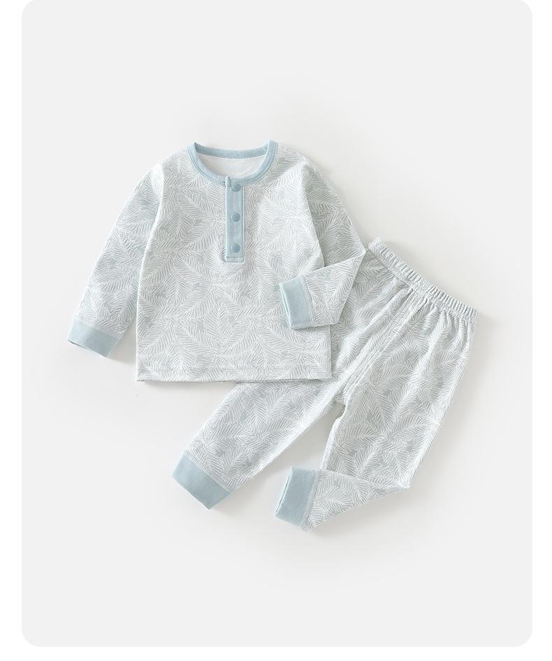 Leaf Cotton Flannel Pajama Set - 100% Cotton Infant Toddler Sleepwear for Autumn, Spring, and Winter