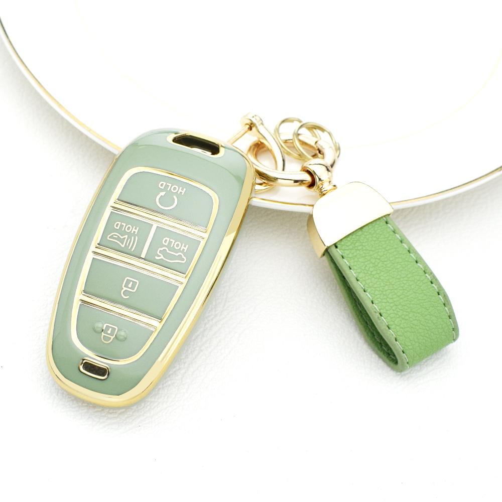 

5 Buttons TPU Car Key Holder Case Cover For Hyundai Tucson Solaris Sonata Hybrid NEXO NX4 Santafe Dn8 2020 2021 2022 Accessories зелёный