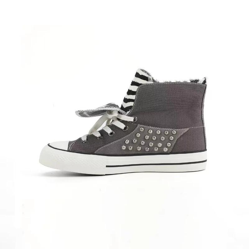 Men's Women's Outdoor High Canvas Shoes Couples Breathable Rivets Increase Casual Shoe