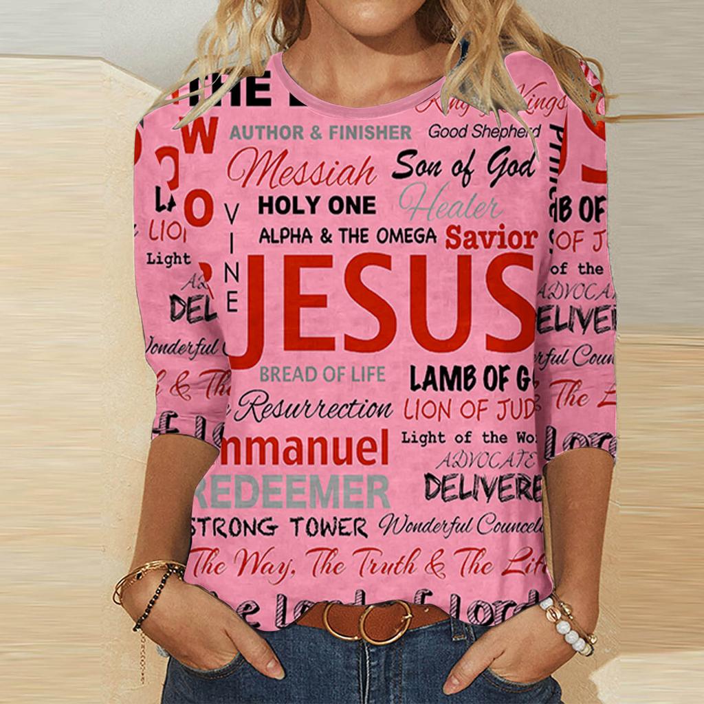 Rundhals 3D Kreative Buchstaben Elemente Bedrucktes Top Modische Lässige Langarm Damen T-Shirts