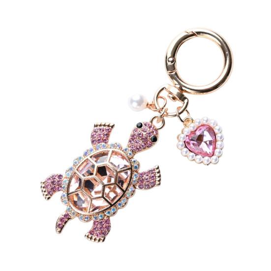 Keychain Sparkling Rhinestones Turtle Shape Bag Ornament with Faux Pearls Decor Bags Keys Decoration