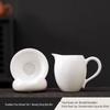 High-Grade Mutton Fat Jade Rotating Lid Bowl and White Porcelain Teapot Set
