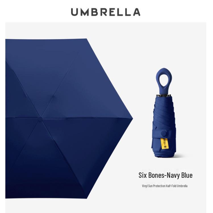 New Macaron Color Five-Fold Ultra-Light Sun Protection Compact Mini Umbrella with Buckle Handle
