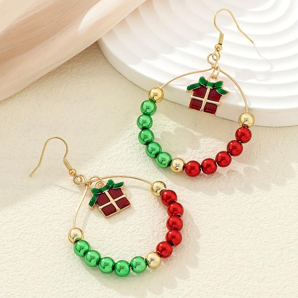 Cartoon christmas earrings creative dripping crystal santa bells gift earrings girl