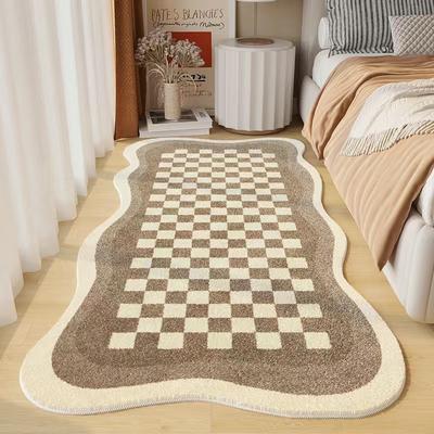 Tapete de imitação de cashmere estilo creme simples sala de estar quarto cama cobertor doméstico macio antiderrapante tapete de chão