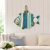 Beach Themed Room Accessories Lighted Wooden Fish Hanging Wall Decor, Rustic Nautical Fishing Wood Sculpture with LED Lights, Party Decor Coastal