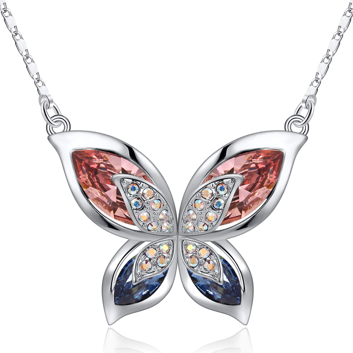 [Richapex] Crystal Necklace for Women, Butterfly Necklace, Butterfly Pendant Accessory, Chain