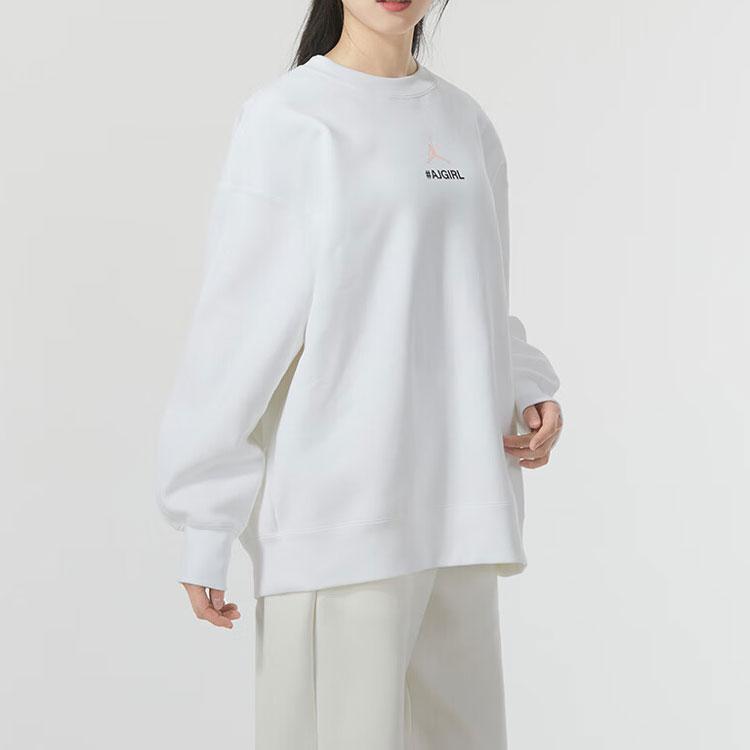 Jordan Alphabet-Druckmuster Rundhalsausschnitt Locker Trainings-Sweatshirt Damen Oberteile Weiß HF1120-100