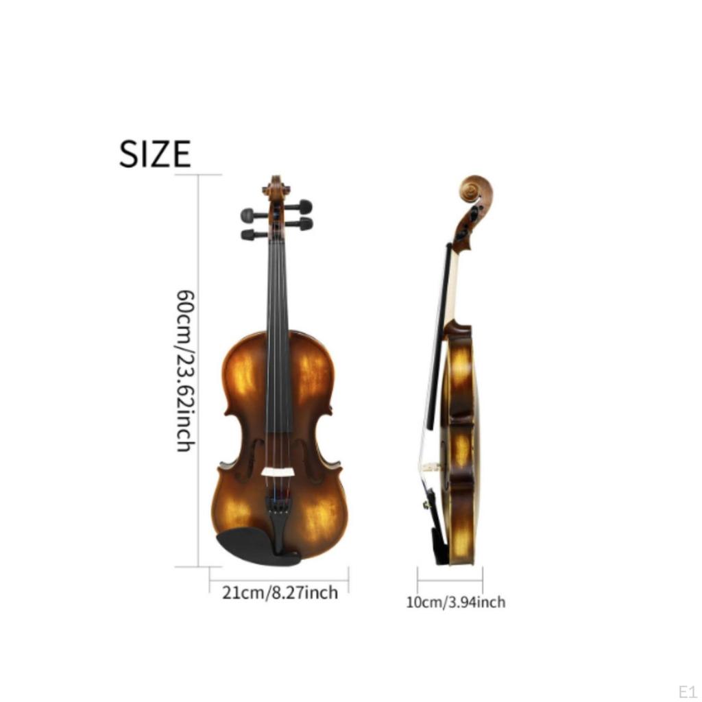 Acoustic Violin Beginner Starter Kit Solid Wood for Music Lessons, Adults