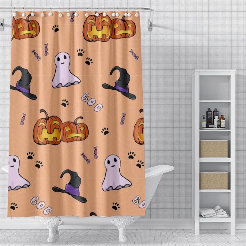 

Украшение дома шторки для душа для ванной водонепроницаемая шторная ткань Современный скандинавский стиль Гостиная Хэллоуин Осень Тыква 90x180cm