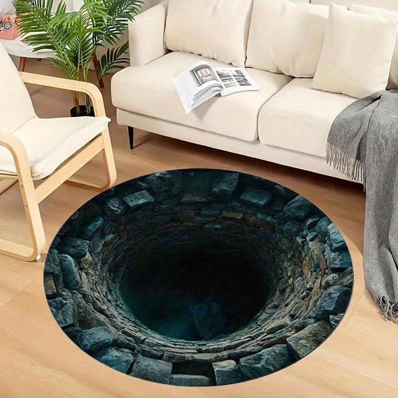 1pc Non-Slip Floor Mat - Realistic Deep Hole Illusion, Soft Flannel Surface with Non-Slip Backing for Bathroom, Living Room