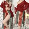 Elegant Ancient Court Style Lingerie Set with Hanfu Belly Band - Inspired by Dunhuang Flying Apsaras and Phoenix Motifs.