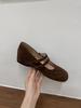 Jonmei for San Nei Heightening Retro Double Buckle with Mary Jane Shoes Single Shoes Autumn New Ballet Beanie Shoes
