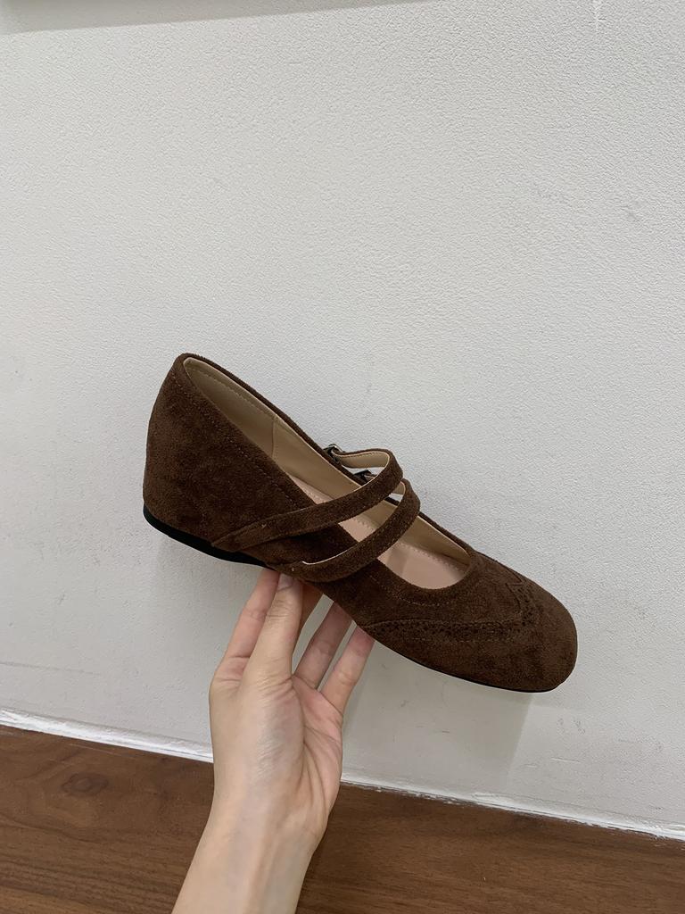 Jonmei for San Nei Heightening Retro Double Buckle with Mary Jane Shoes Single Shoes Autumn New Ballet Beanie Shoes