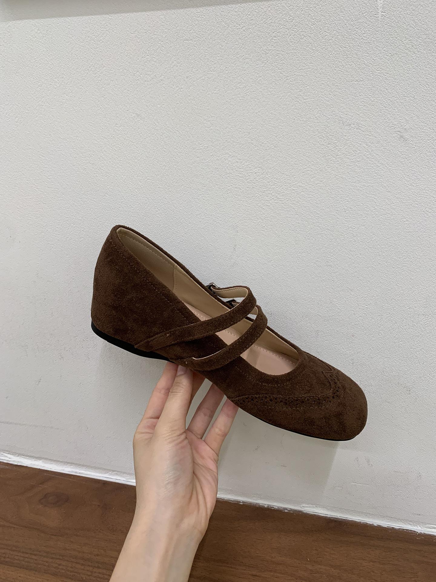 

Jonmei for San Nei heightening retro double buckle with Mary Jane shoes single shoes autumn new ballet beanie shoes 39