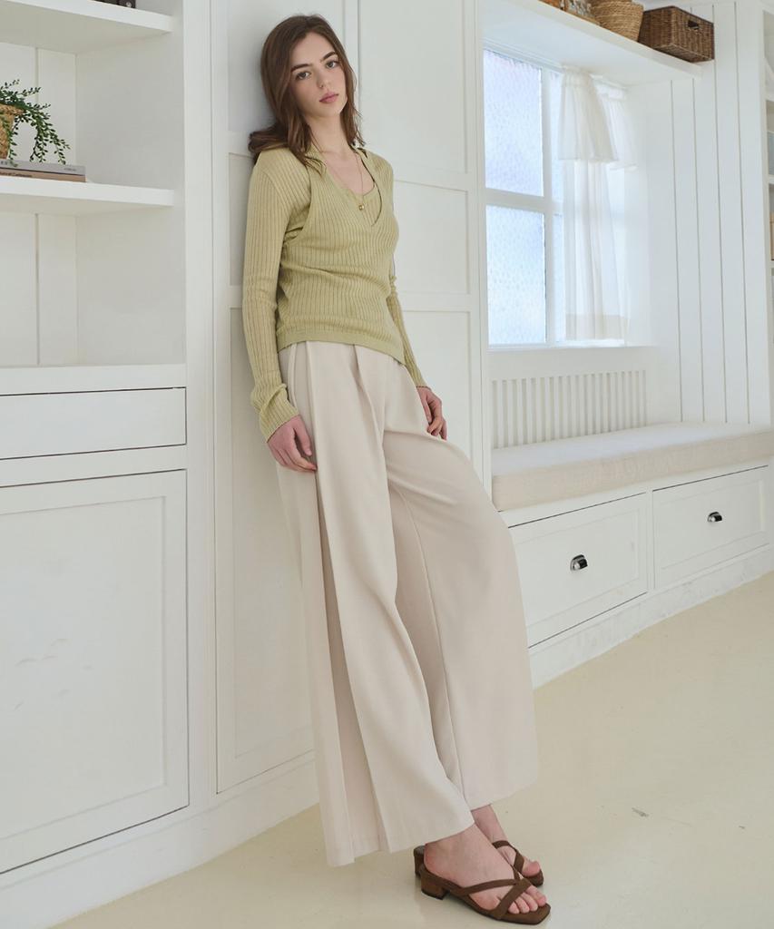 SLOWLOLLI Clean Line Wide Slacks_3 Colors