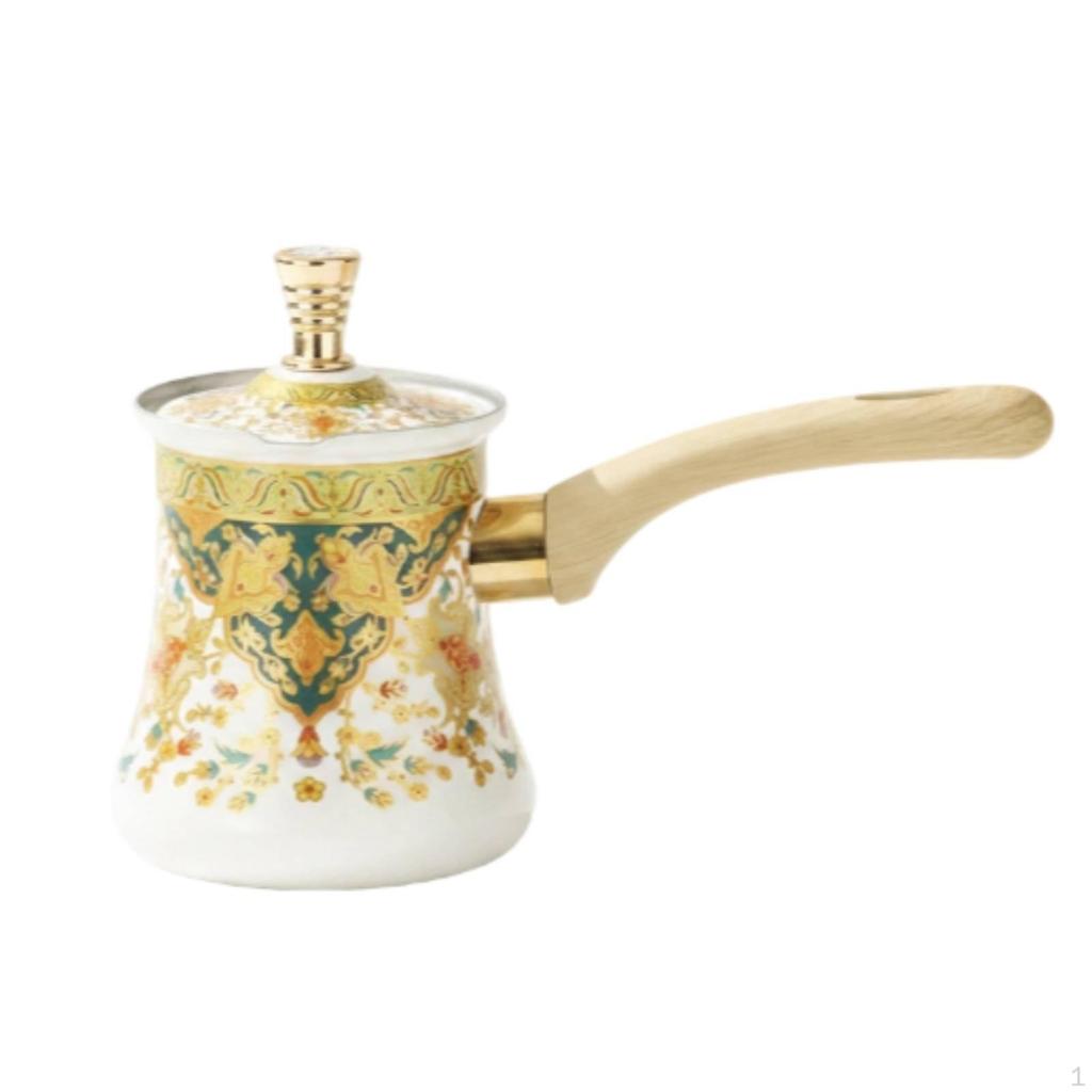 Kaffeekanne mit langem Griff im Vintage-Stil aus Edelstahl mit dekorativem Muster Teekanne 720ML