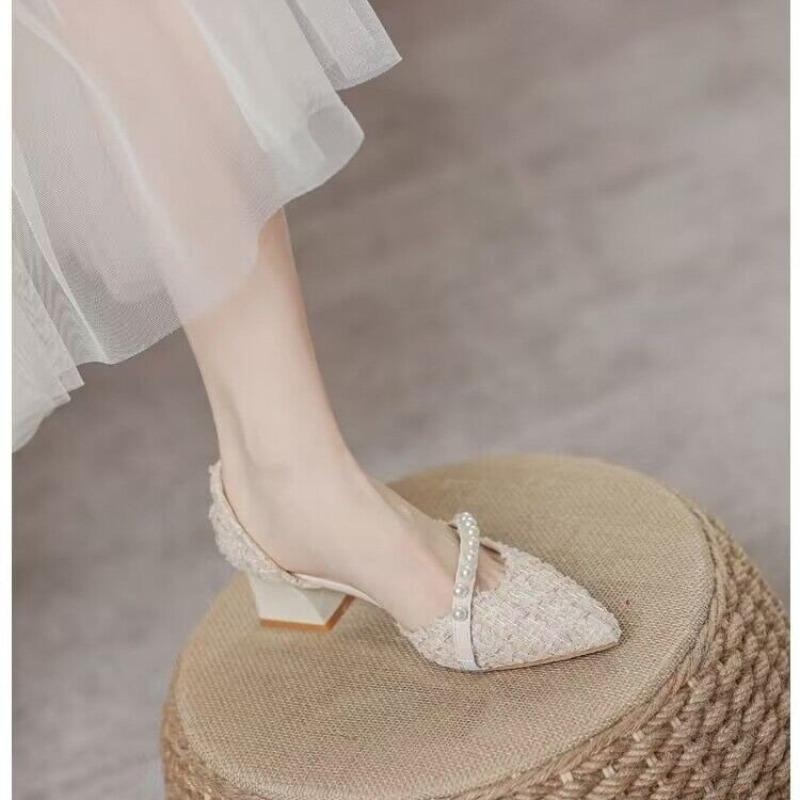 New Pointed Thick Heel Rhinestone Decoration Fashion Women's Shoes Comfortable Wear-resistant Elegant Casual Party High Heels