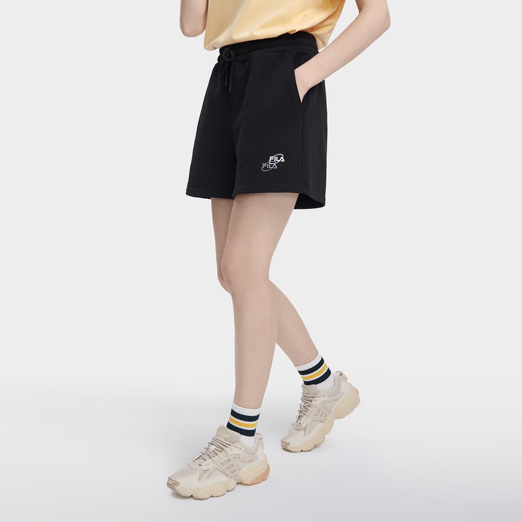 FILA Letter Print Knitted Casual Shorts Women shorts Black F11W329607A-BK