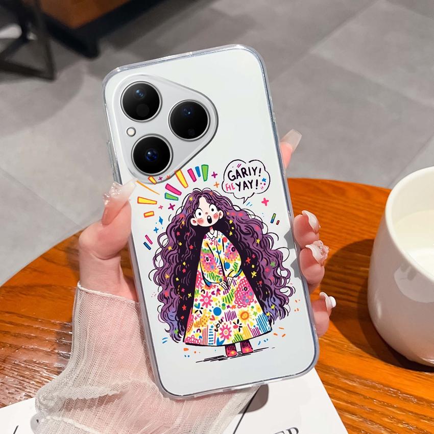 For Huawei Pura 80 70 Pro Plus Ultra Honor X6C 8C Phone Bags Cute Big Eyed Black Cat Patterns Luxury Transparent Lens Protection Case For Huawei Shell