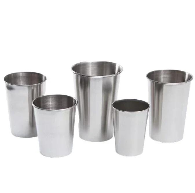 Stainless Steel Metal Cup Beer Cups White Wine Glass Coffee Tumbler Travel Camping Mugs Drinking Tea Mug Set Outdoor