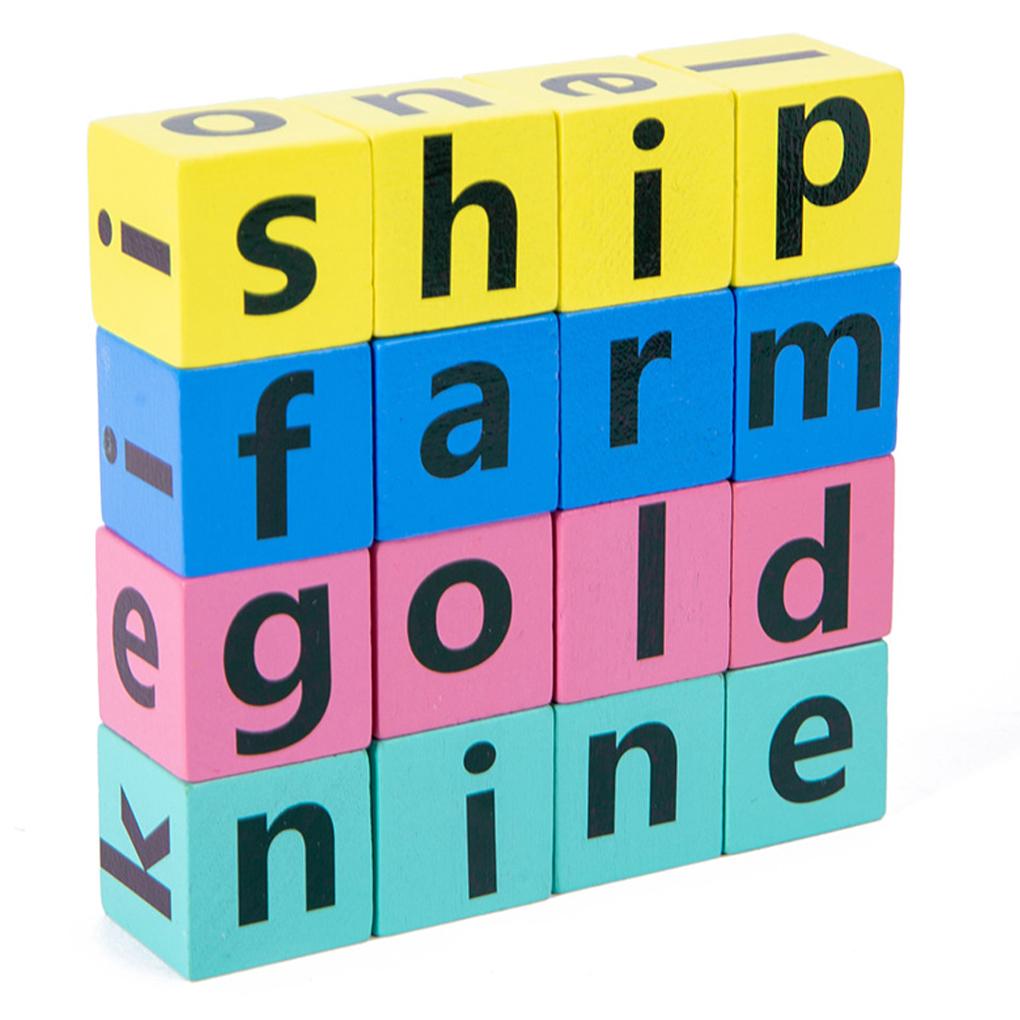 Word Matching Blocks Cognitive Pairing Toy For Learning Children Wooden Montessoris Letters Block