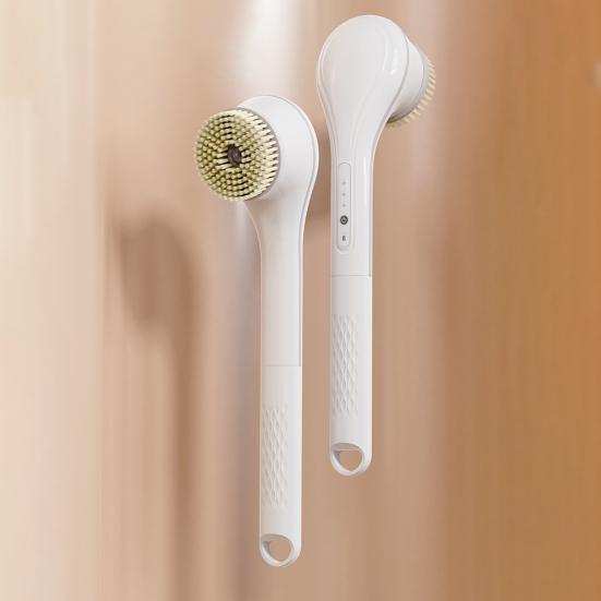 Electric Back Scrubber with 6 Brush Heads Waterproof 360 Degrees Rotation Long Handle Shower Brush Rechargeable Bath Tool for Exfoliation Massage