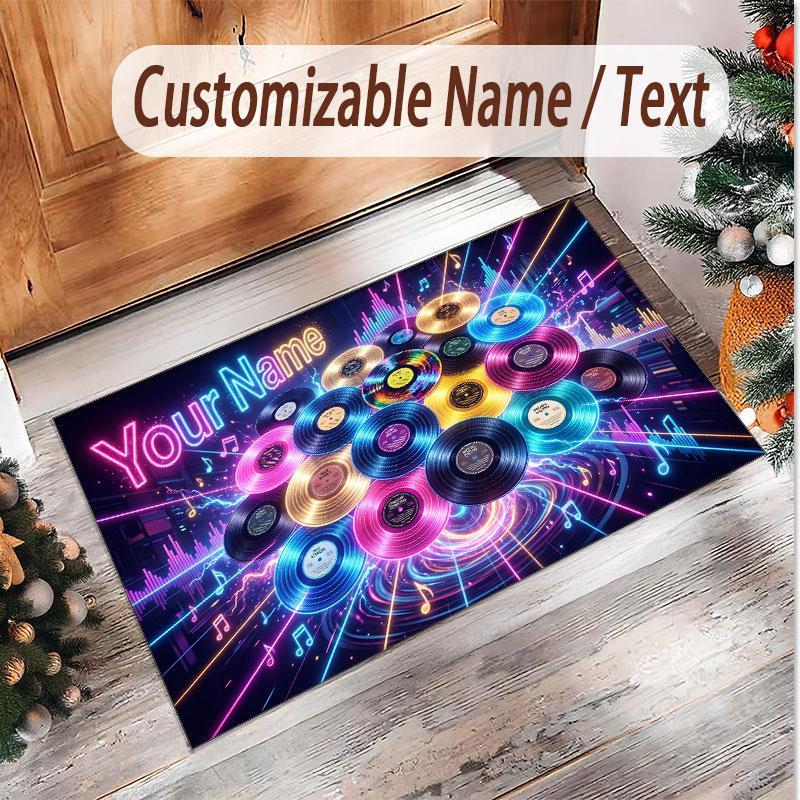 Tappeto in Velluto Morbido di Cristallo Tema Generale Musica Stampa Personalizzata Nome & Testo Tappeto Antiscivolo per Camera da Letto Soggiorno