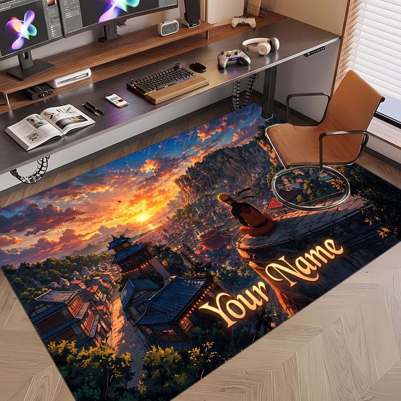 Custom Name Crystal Velvet Rug,Naruto Comfortable Anti Slip Floor Mat For Room Decoration