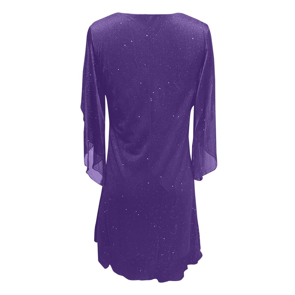 Women's Fashion Long Casual Dress With Irregular Sleeves In Color Sequins
