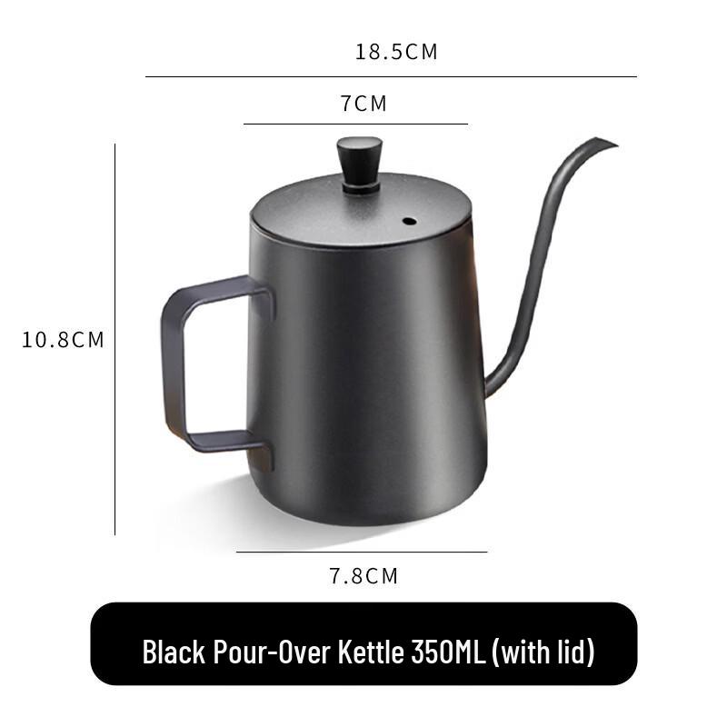 Yuzhuxun 350ml Black 304 Stainless Steel Gooseneck Pour-Over Coffee Kettle