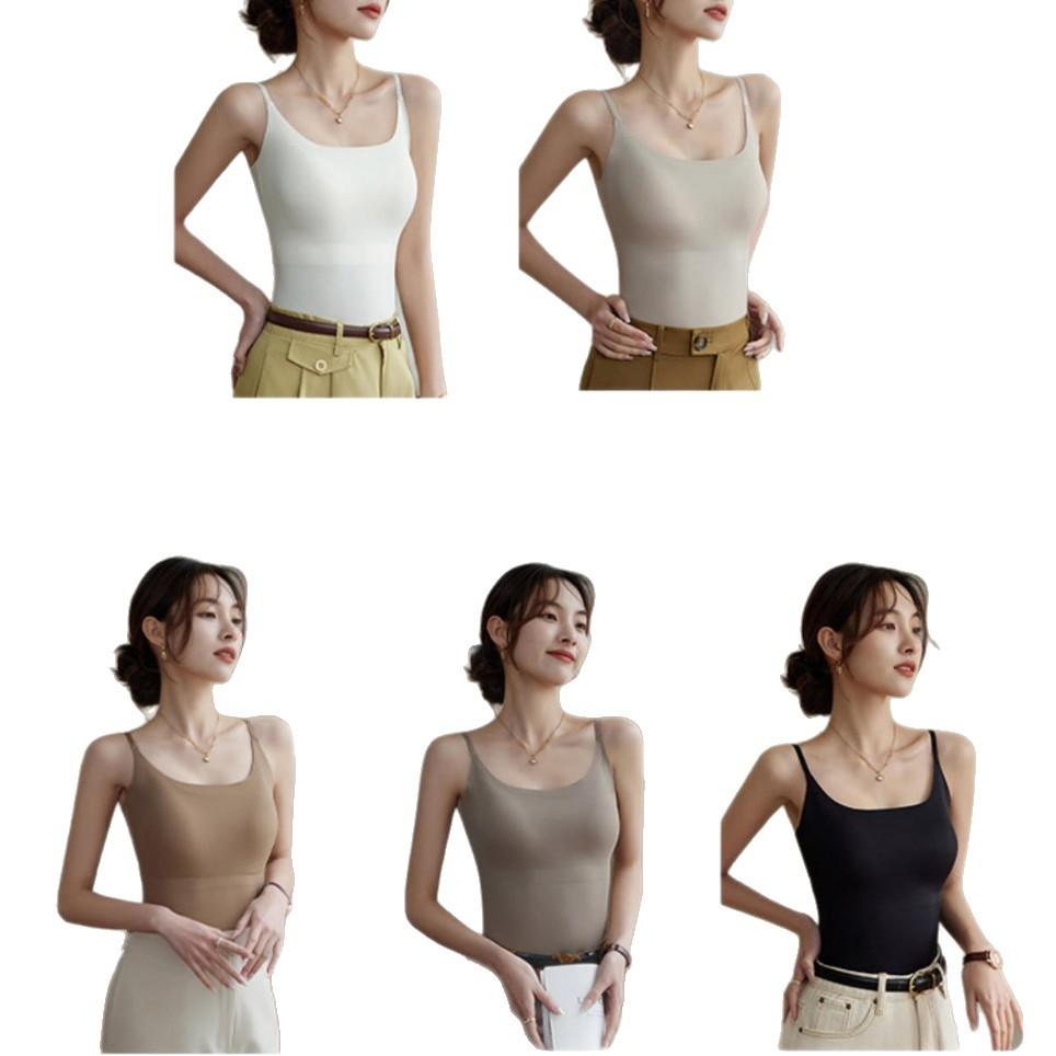 Traceless Ice Silk Sling Vest with Chest Pad, Beautiful Back, Bottom Layer, Outer Wear Underwear, Thin Top, Thin Style.