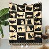 2026 New Arrivals 1pc Playful Cat Flannel Throw Blanket Warm, Soft, Lightweight, All-Season Cover with Vibrant Black And White Cat Designs, Perfect Fo