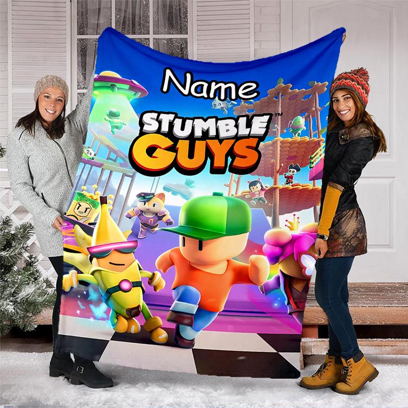 Personalized Custom Name Blanket - Stumble Guys Print Design,Blanket for Sofa,Bed,Travel,Camping - Soft and Warm, Great Gift