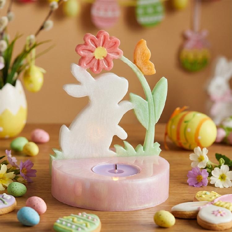 Flower Rabbit Bike Shape Silicone Mold Easter Candle Stand Making Chocolate Casting For Crafts Table Centerpiece