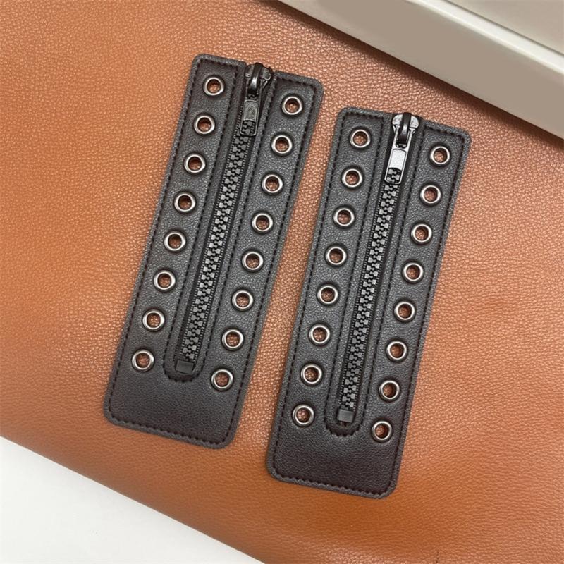 PU Leather Zippered Shoelace Inserts Waterproof Leather Zippered Shoelace Easy Installation for Hiking Boot Enhancement