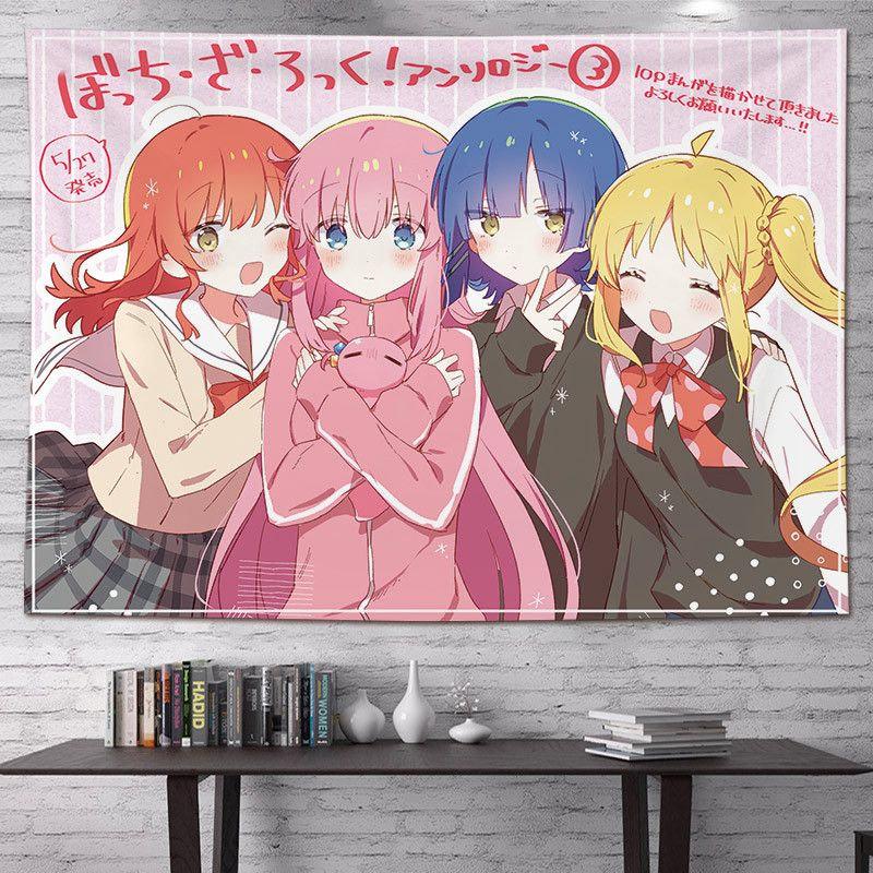 Anime Girls Picnic Tapestry Wall Hanging Lying on Colorful Grass Leaves Aesthetic Wall Art Bedroom Dorm Room Decor