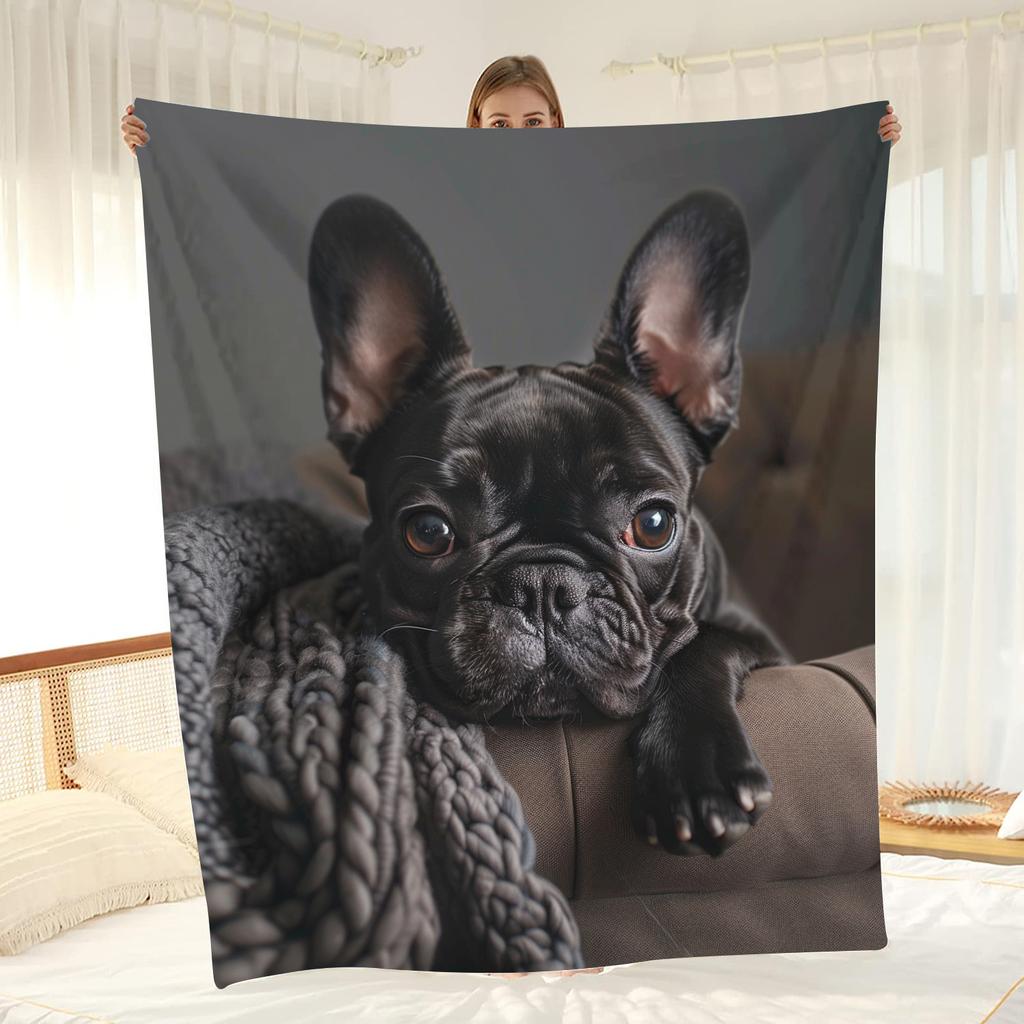 Puppy Dog Theme Cute Animal Pattern Art Blanket - Soft All-Season Multi-Purpose Throw for Couch, Bed, Office, Travel & Gift