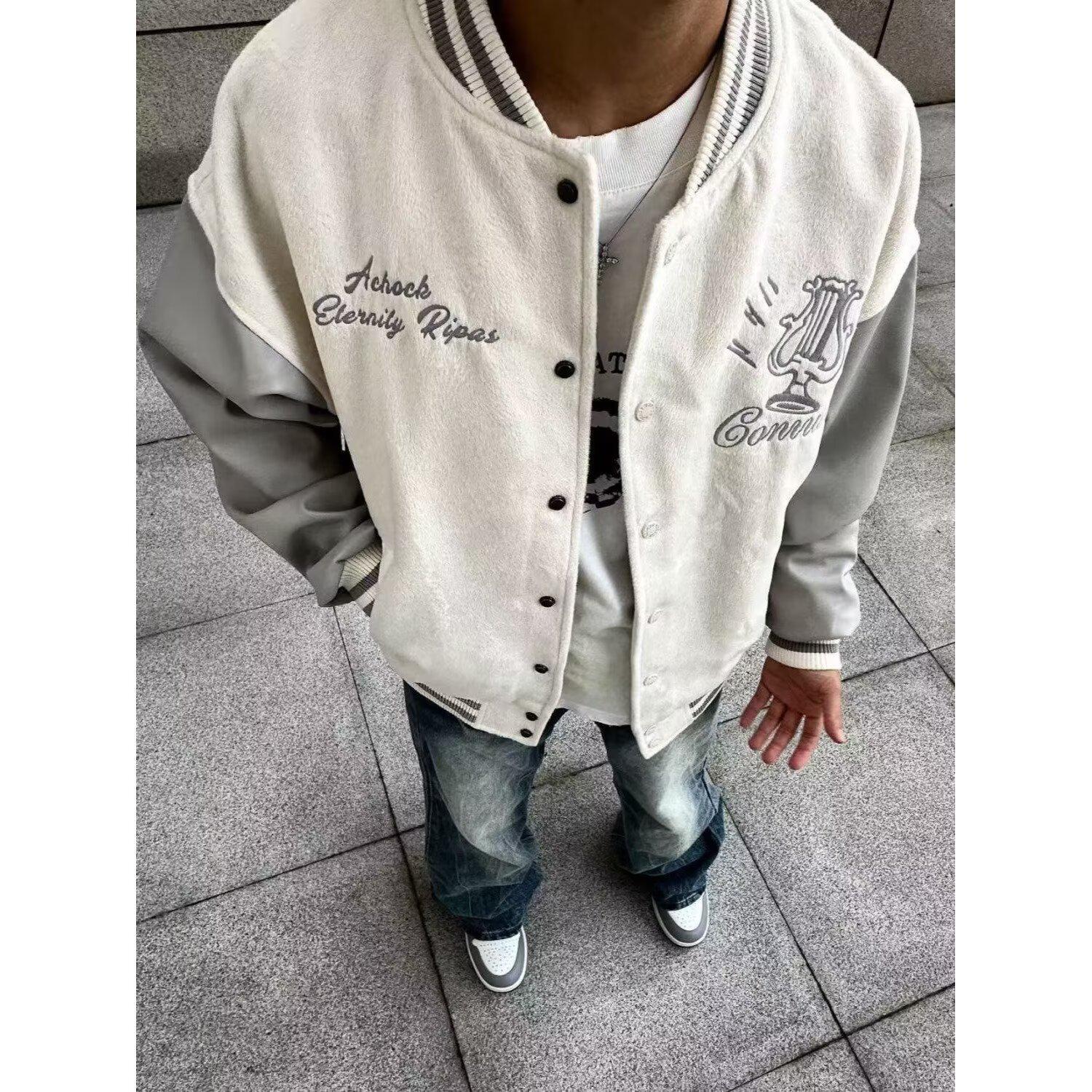 2024 Men s Harajuku & High Street Korean Style Loose Jacket M бежевый