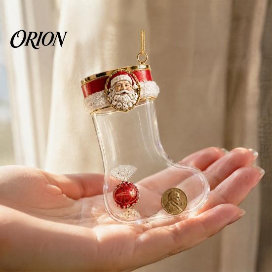 Festive Nutcracker Holiday Charms Fillable Christmas Stocking Acrylic Ornament, Transparent Candy Filled Tree Decorative Ornaments for Party