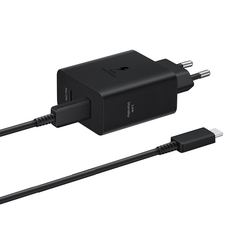 For Samsung Fast Charger 50W+25W Dual Ports Charger PD Quick Charging USB-C Cable EU Plug Adapter For Galaxy S25 S24 S23 Ultra S23FE